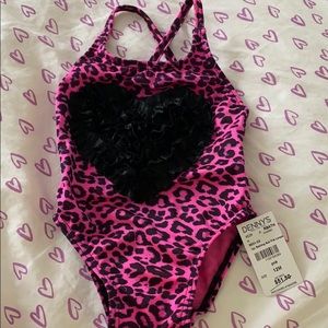 Random hearts baby girl bathing suit size 12 month